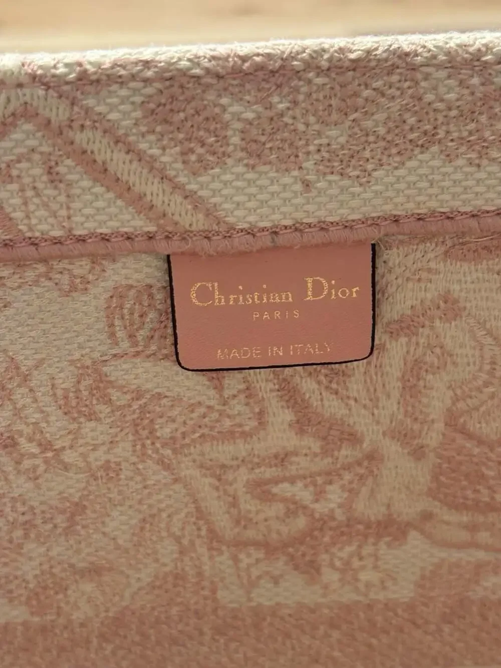 Christian Dior Medium Toile de Jouy Jungle Tote Pink White Embroidered Canvas